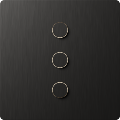 Lutron Alisse three-button keypad in graphite.