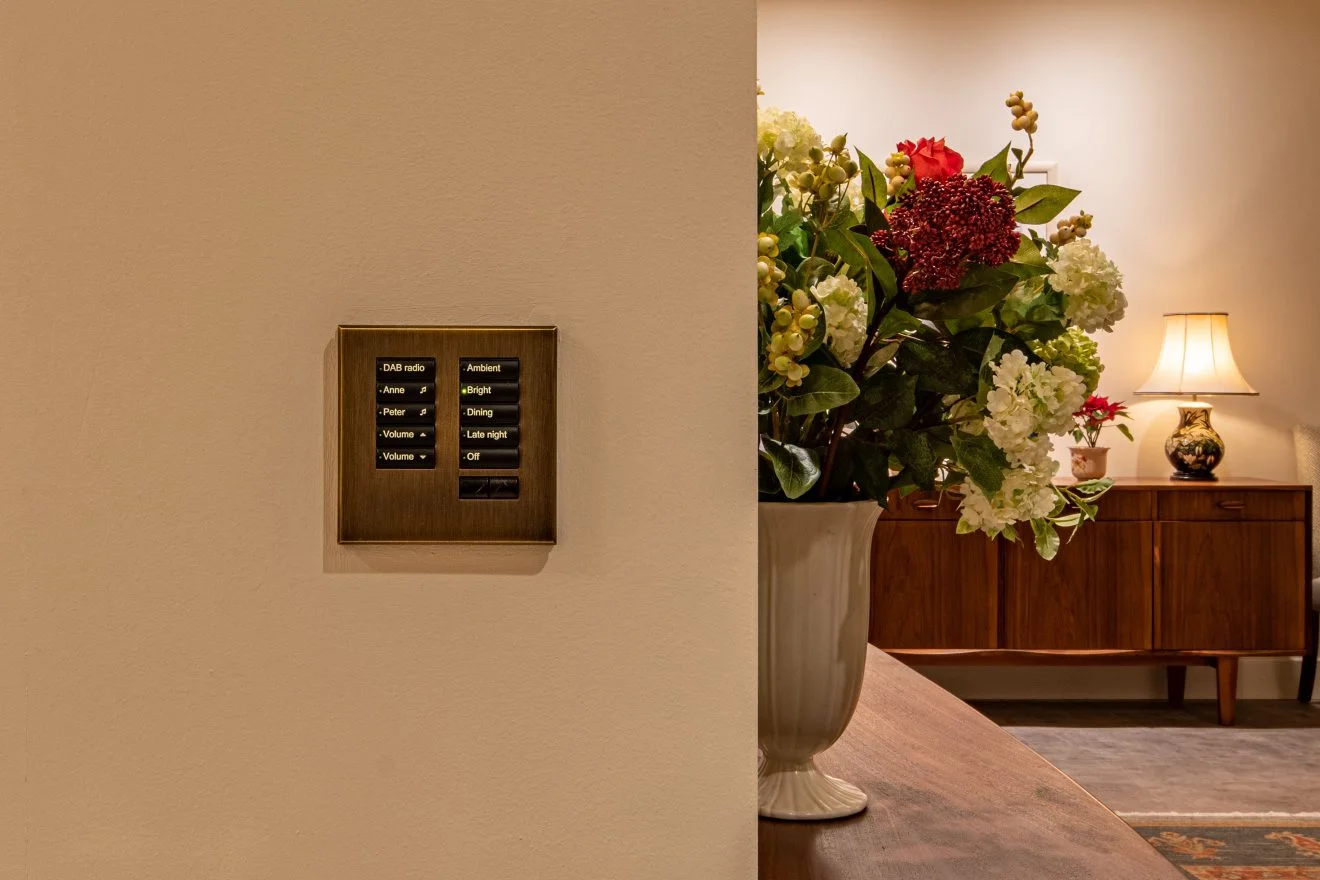 Lutron seeTouch keypad in an interior setting