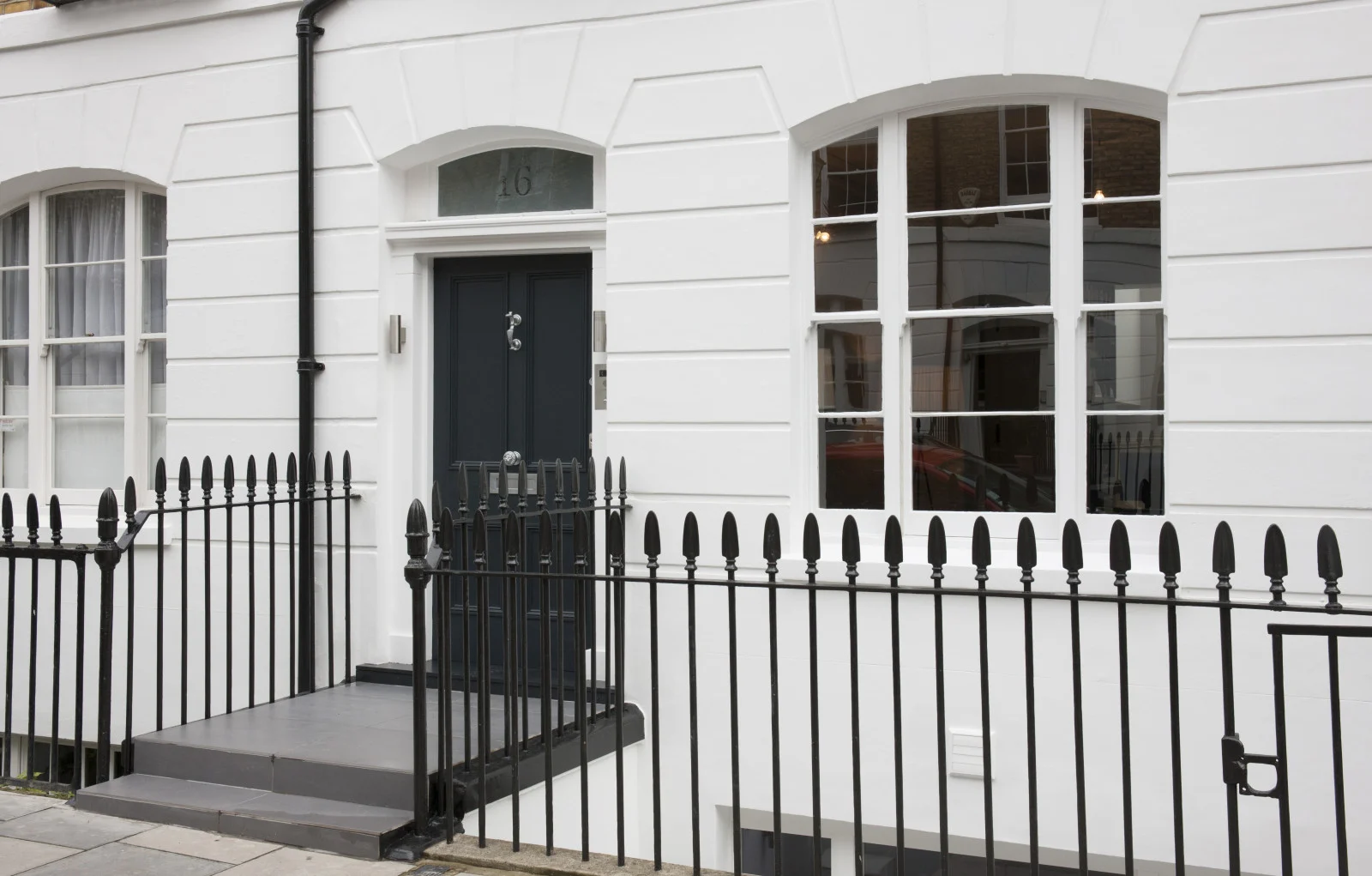 White terraced house exterior on Devonia Road