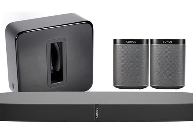 Earlier-generation Sonos Playbar, Sub and compact speakers