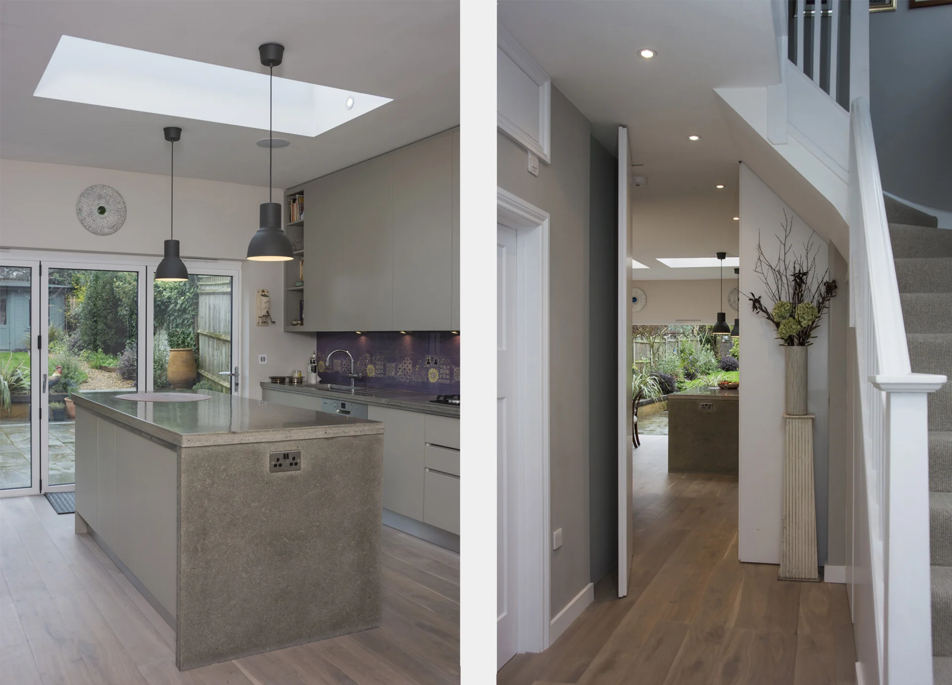 Swains Lane kitchen and hallway with recessed lighting
