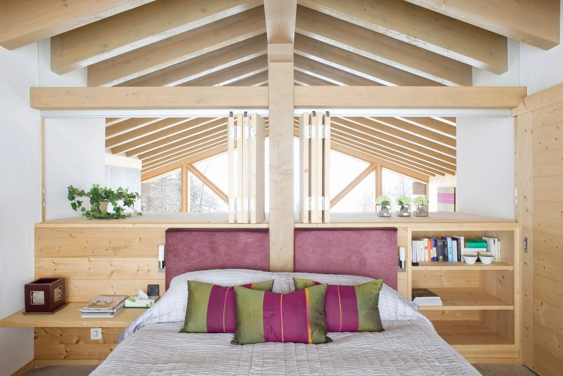 Verbier chalet bedroom with integrated lighting