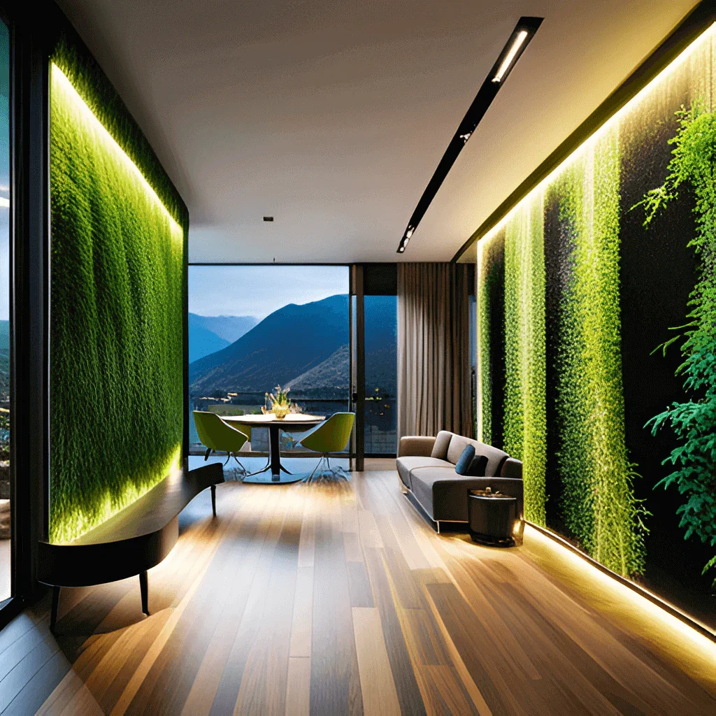 Biophilic office lighting and planting