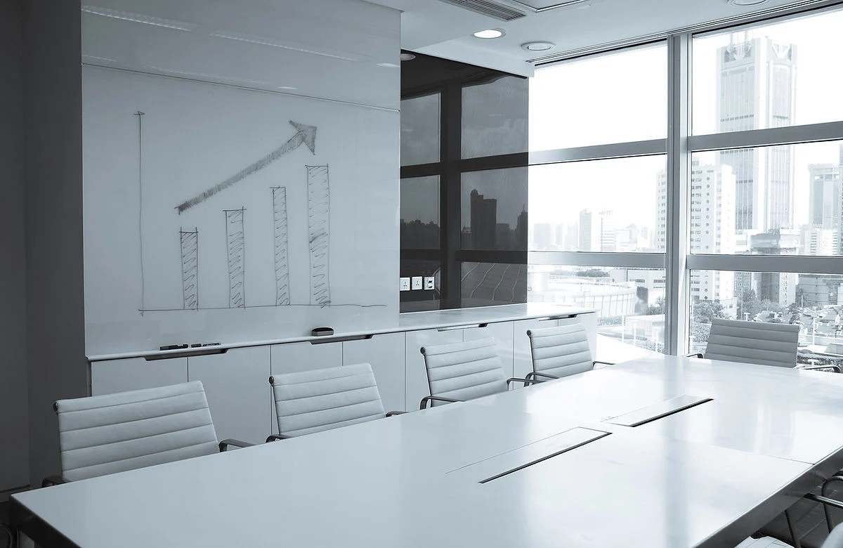 Bright glass-fronted meeting room