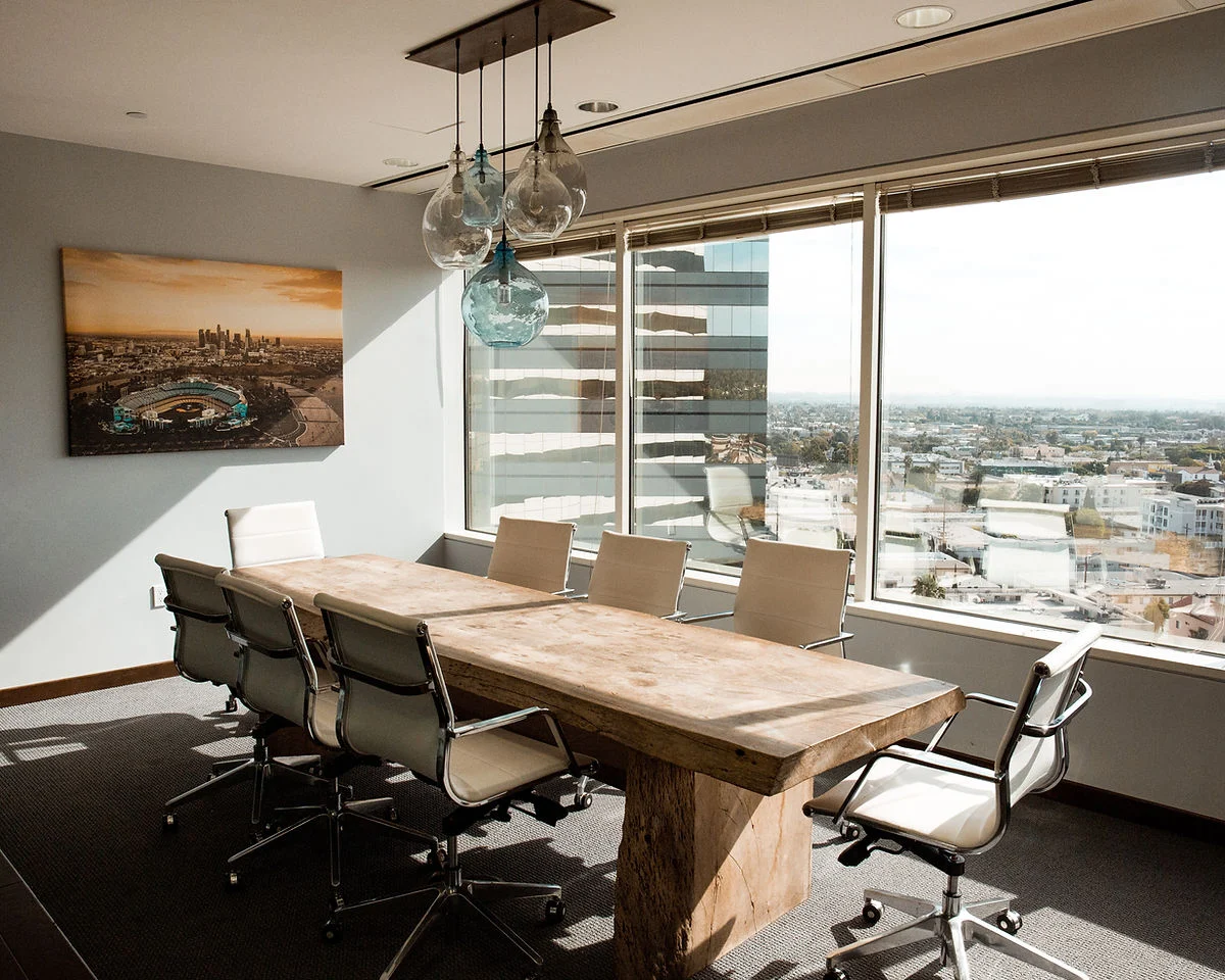Open-plan office with integrated lighting