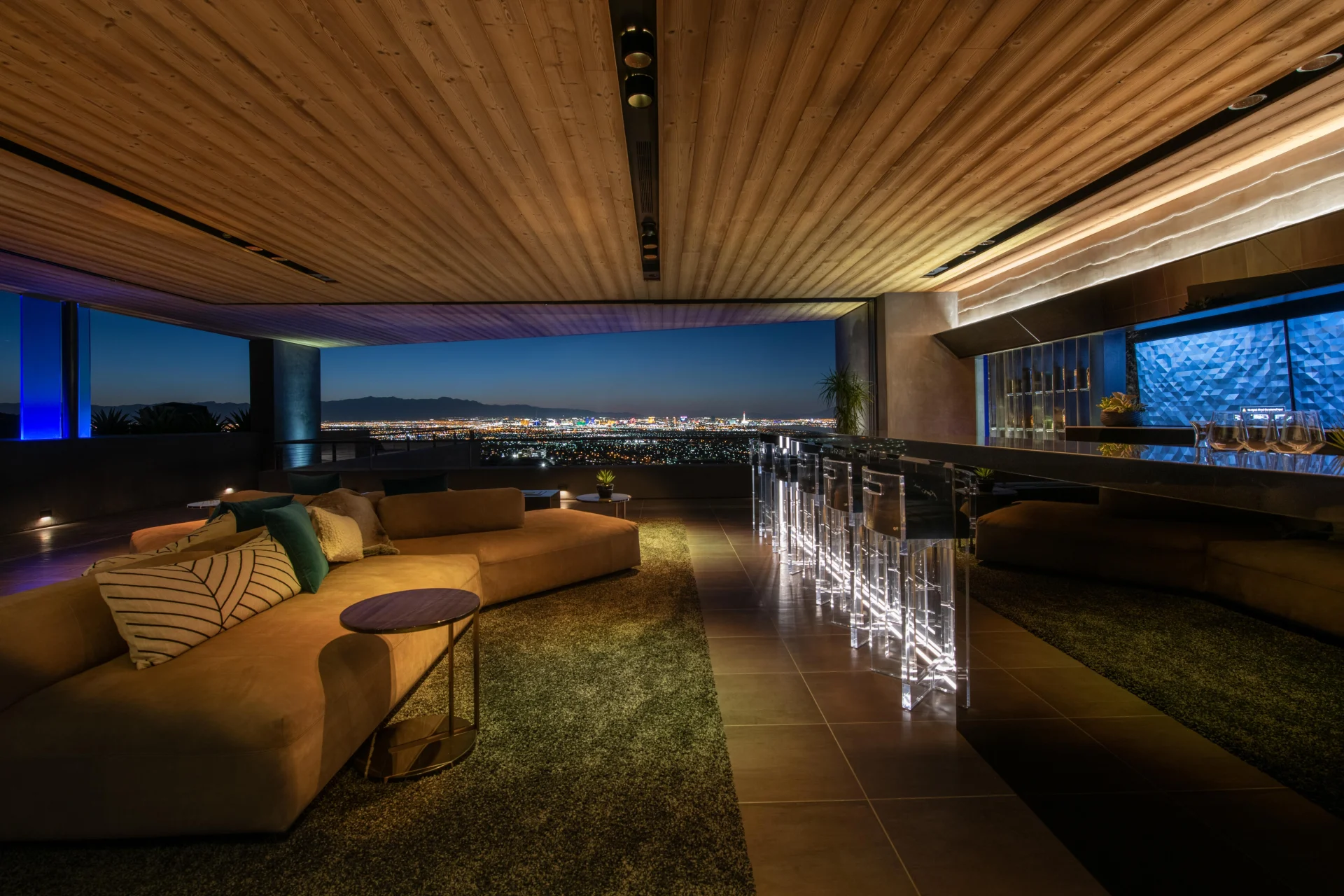 Warm residential lighting controlled by Lutron