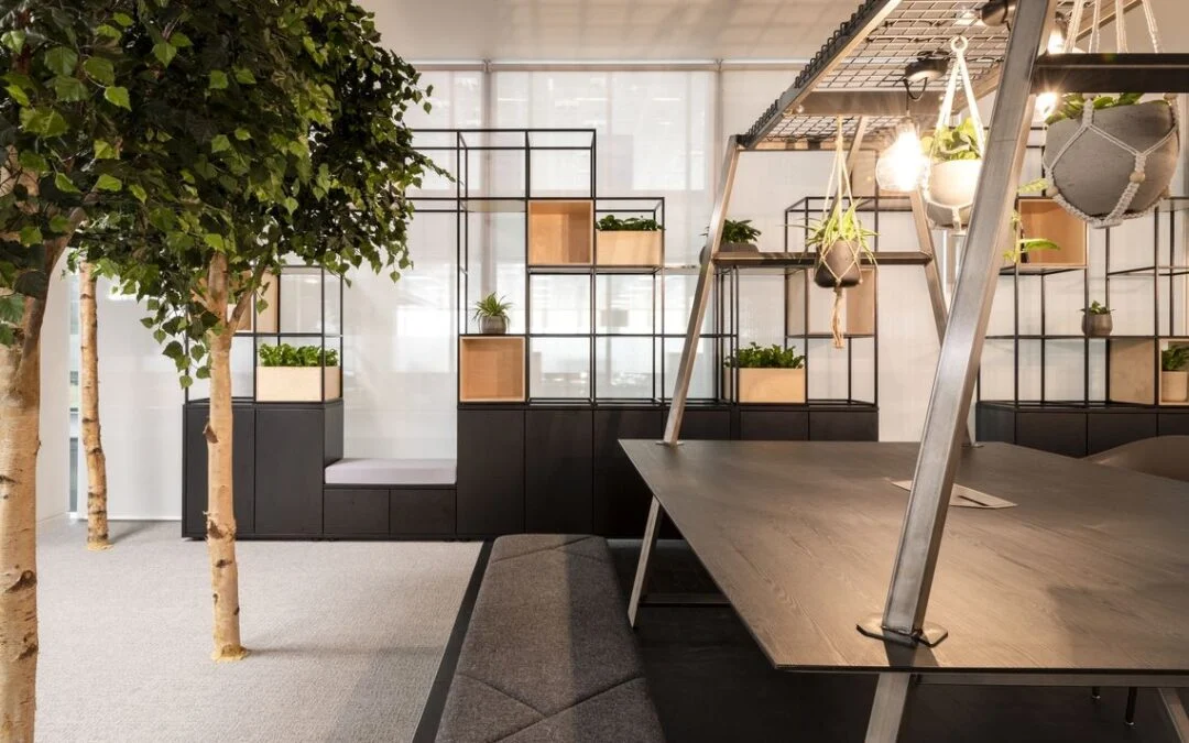 Meeting space with contemporary lighting