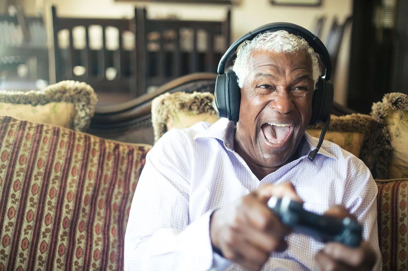 Care-home resident using assisted living technology