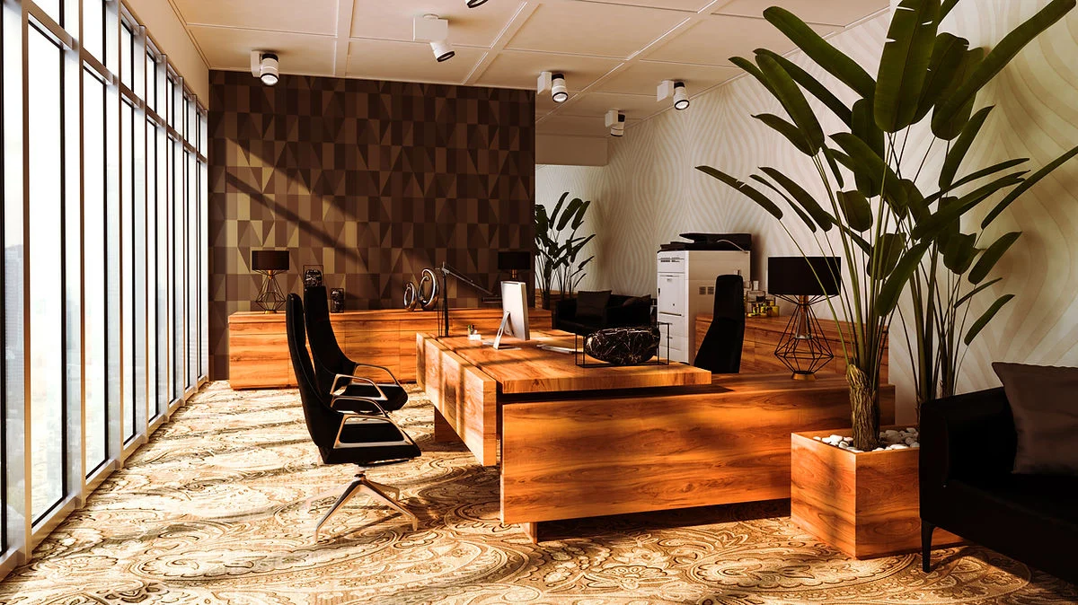 Timber-finished executive workspace