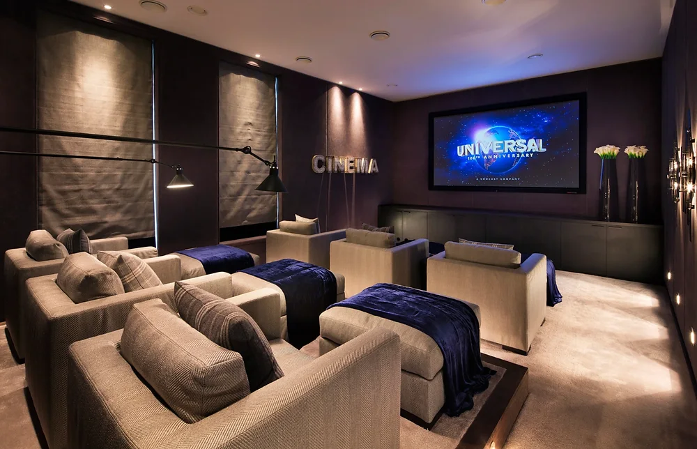 Home cinema seating and acoustic finishes