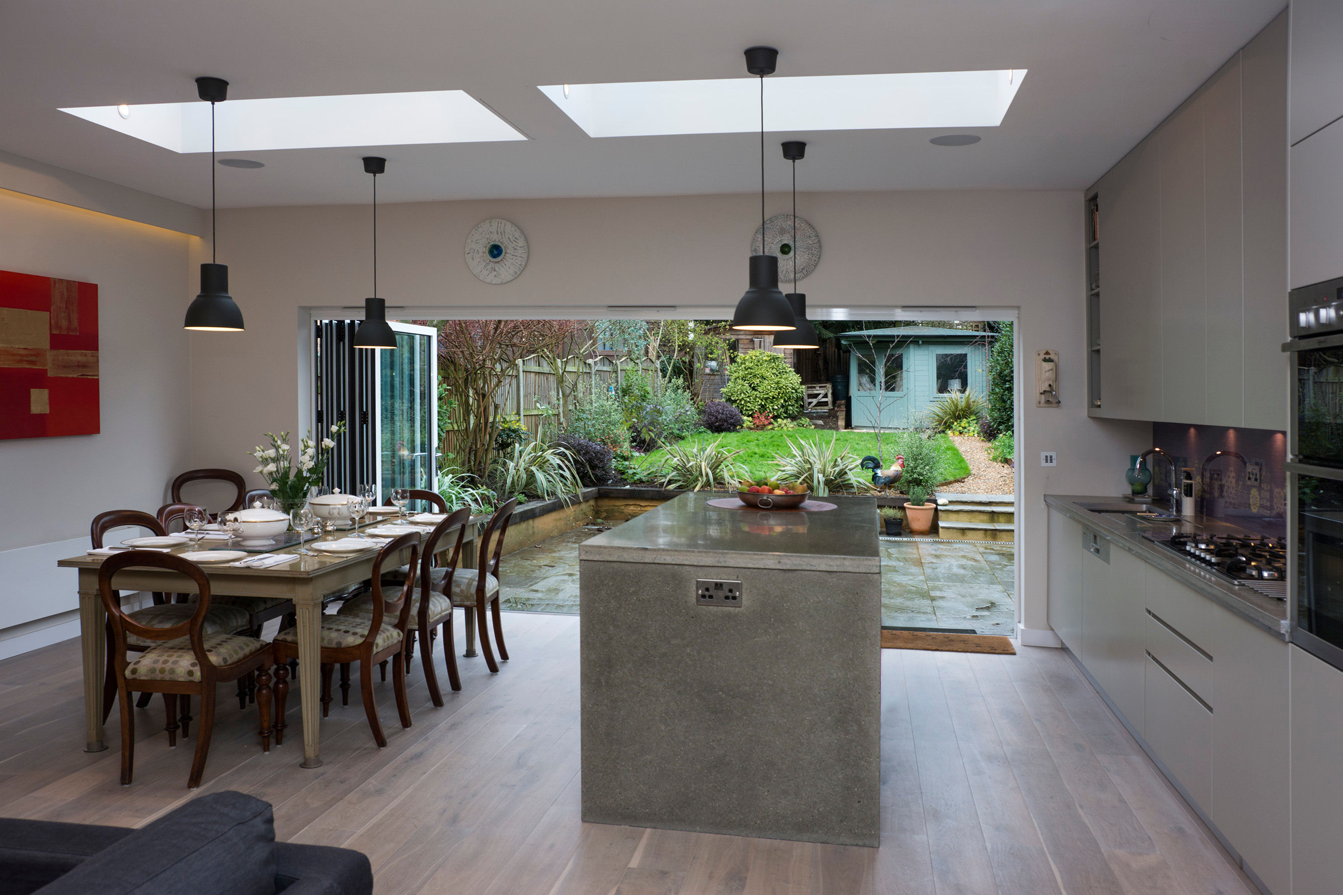 Swains Lane kitchen with Lutron RA2 Select lighting control