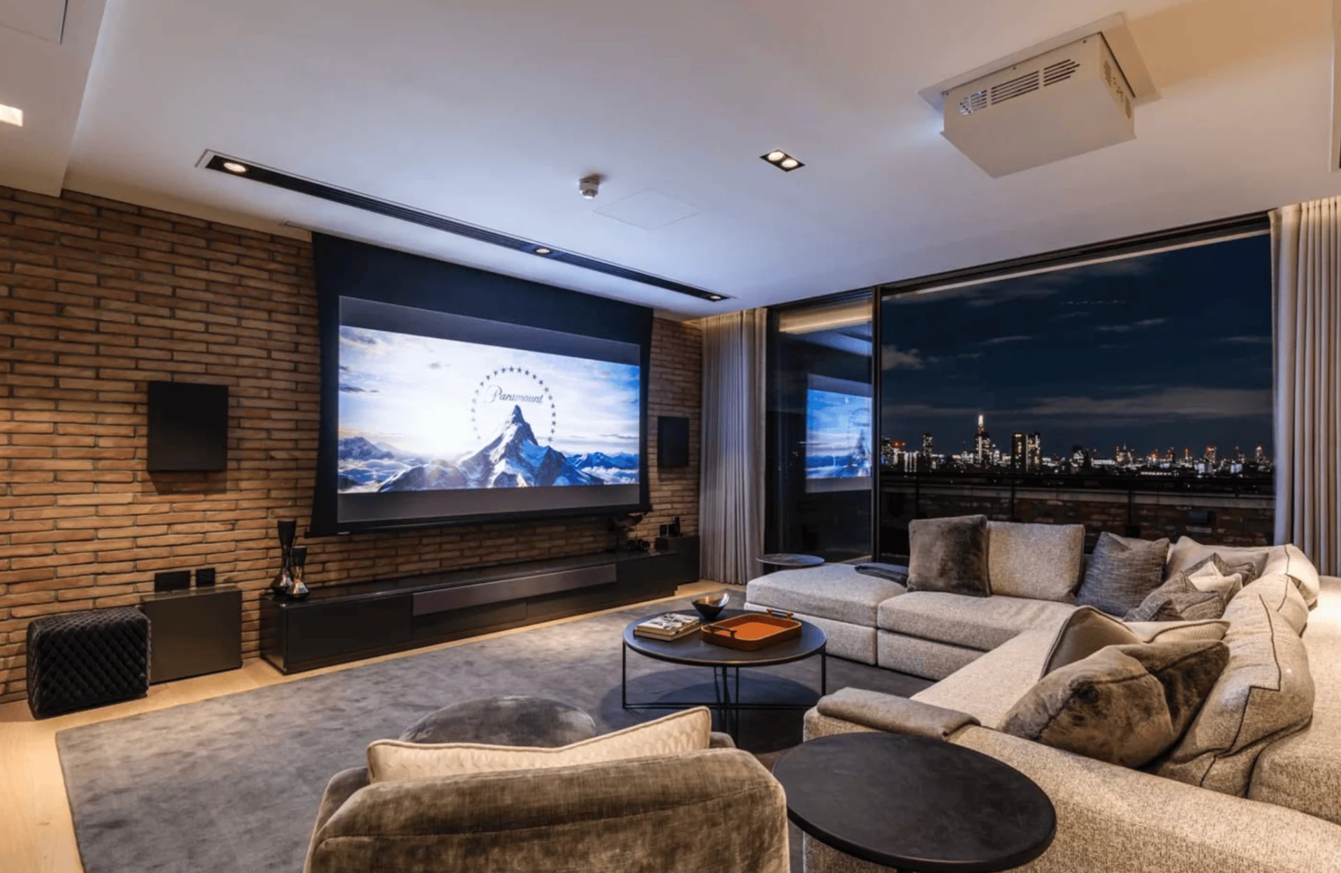 Warmly lit living room using Lutron HomeWorks