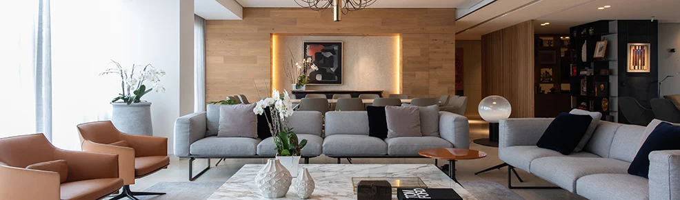 Interior with coordinated Lutron lighting scenes