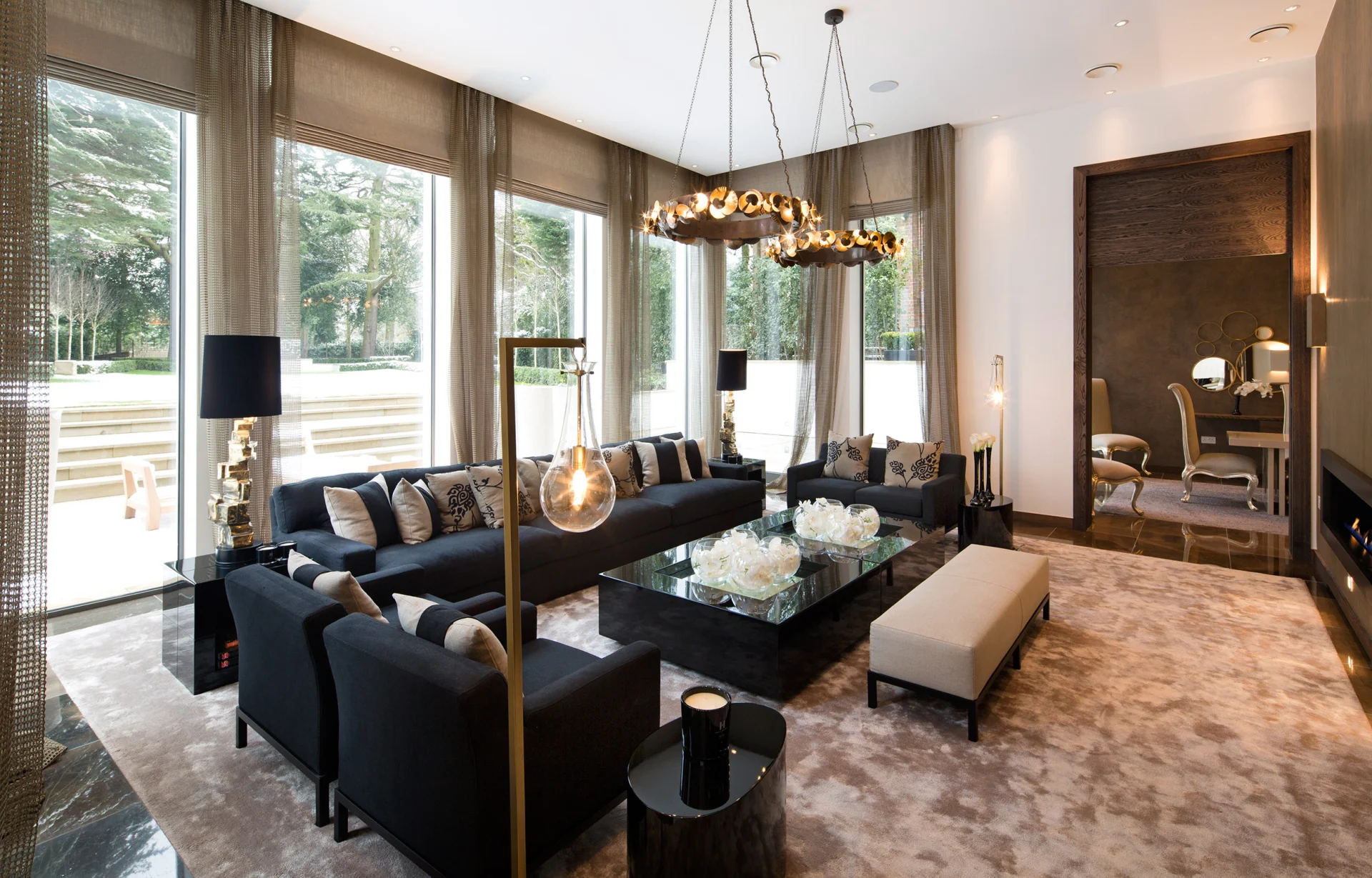 Highgate living room with integrated lighting and audio