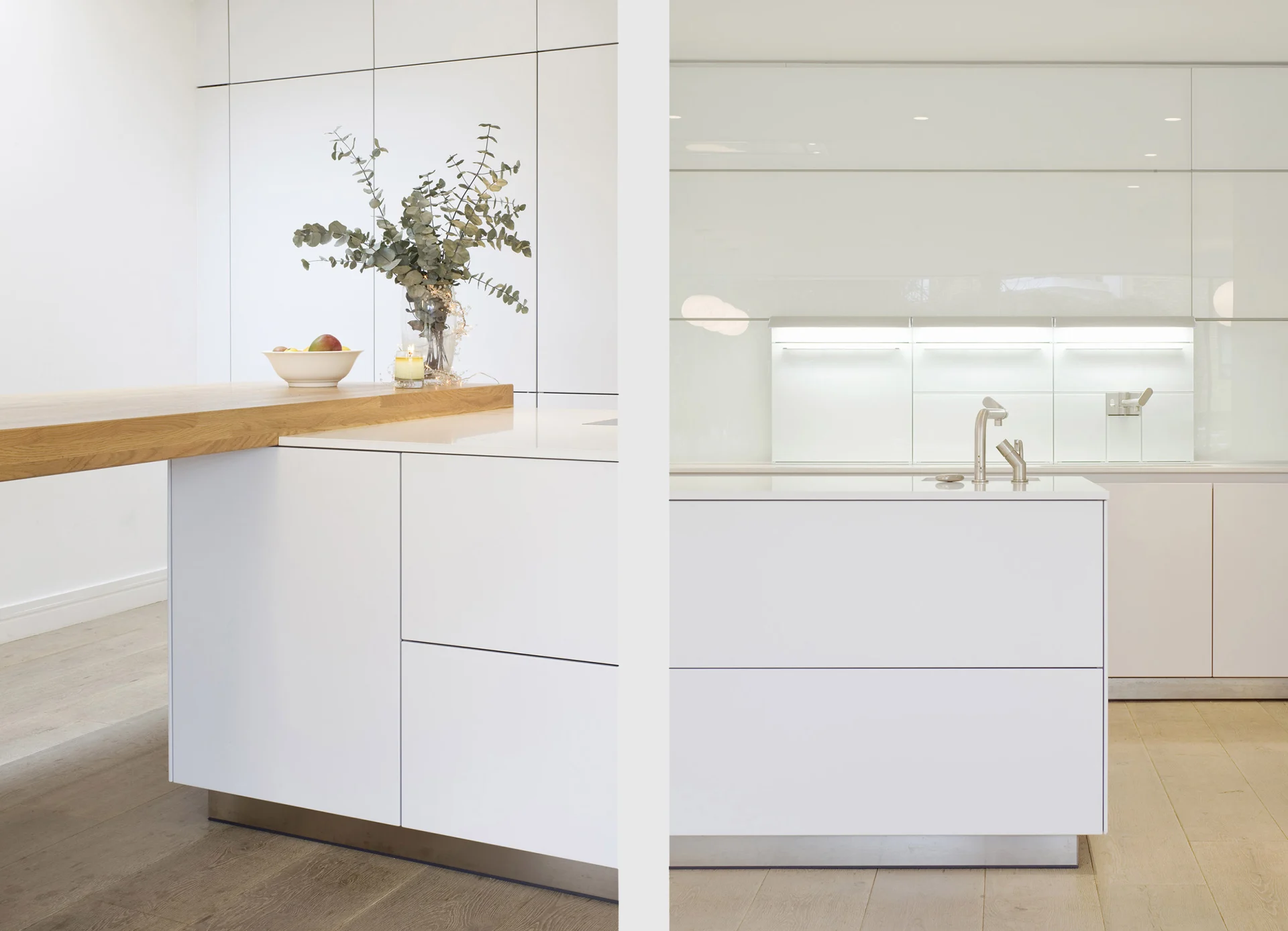 Highbury Hill white kitchen with integrated lighting