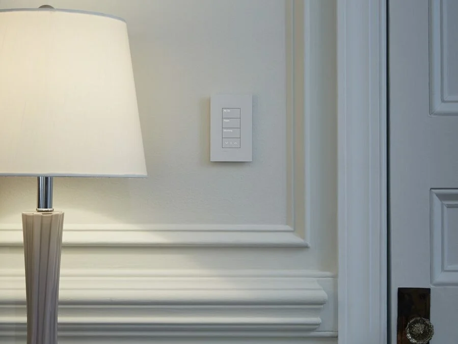 Wall light and discreet Lutron keypad