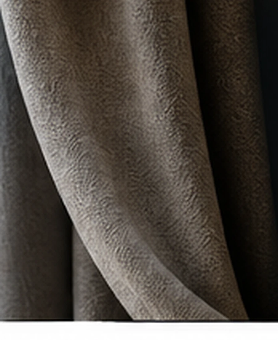 Close detail of layered curtain fabric