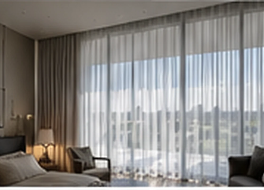 Automated sheer shading softening daylight in a living space